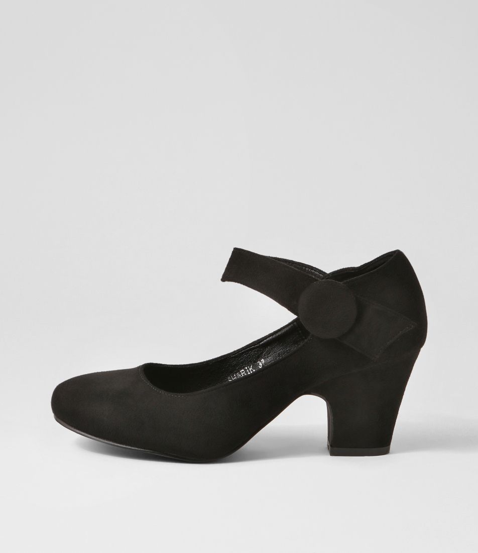 Sharik Black Microsuede Heels