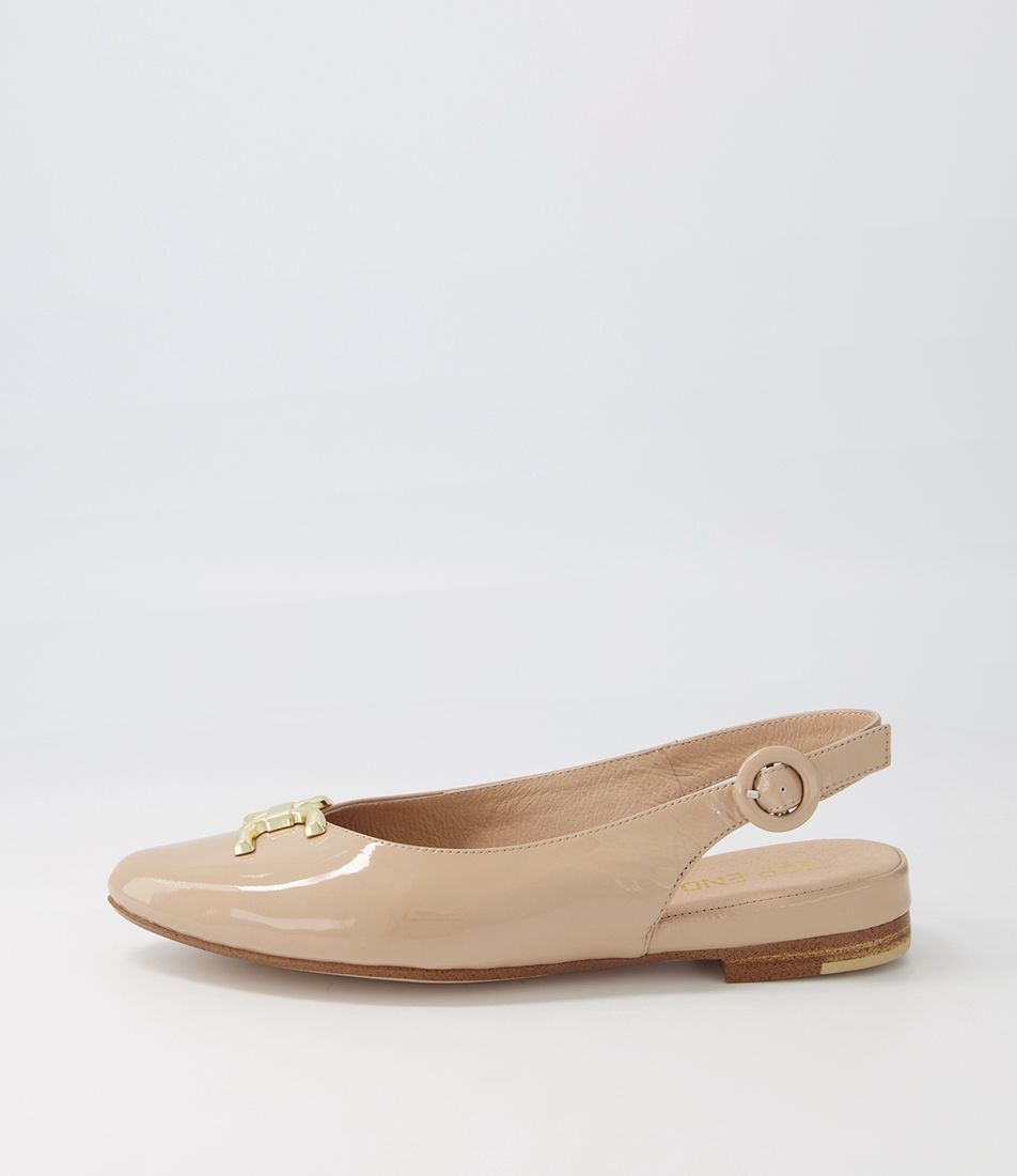 Felinna Camel Patent Leather Flat Shoes
