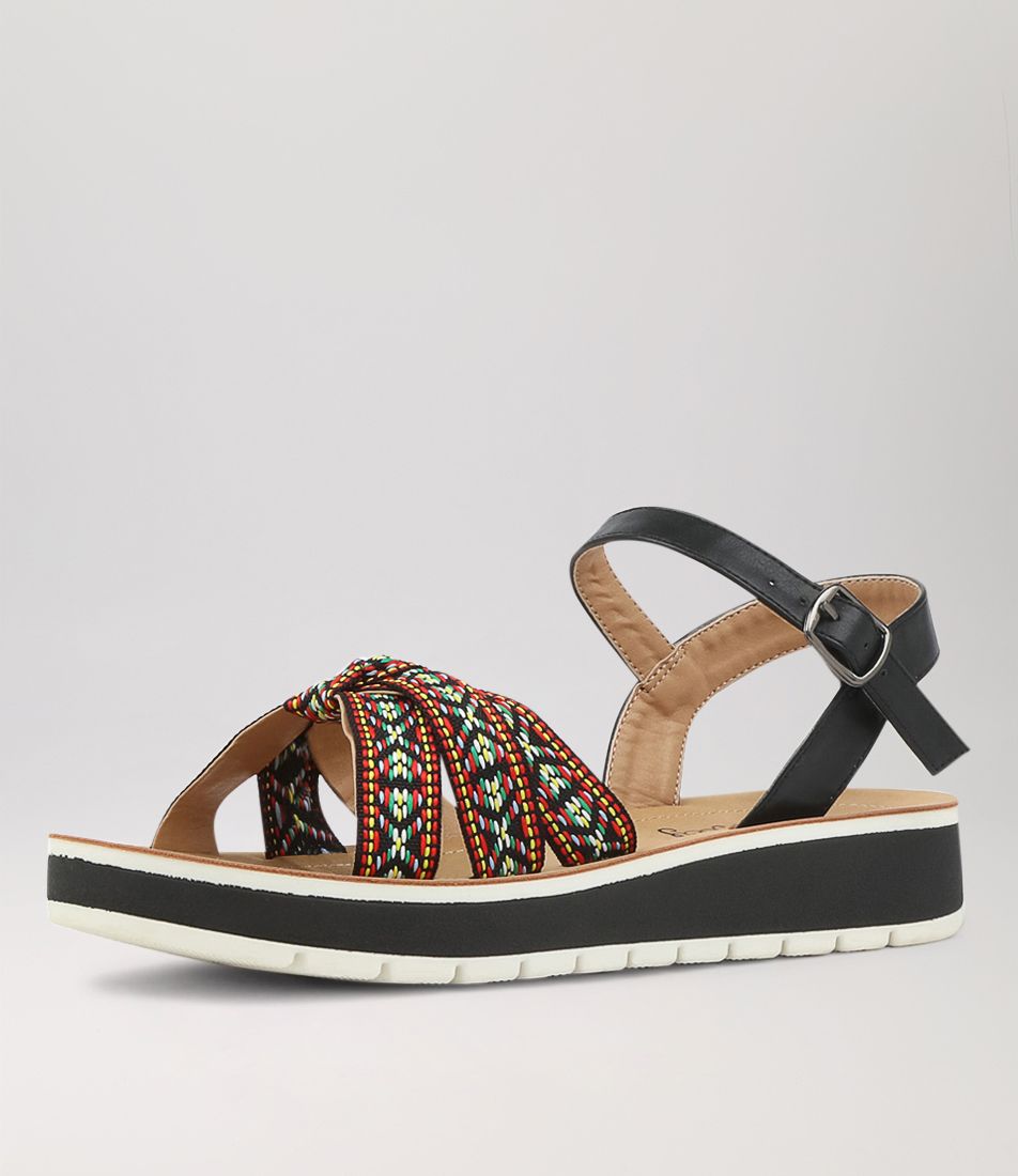 Eseam Black Multi Sandals