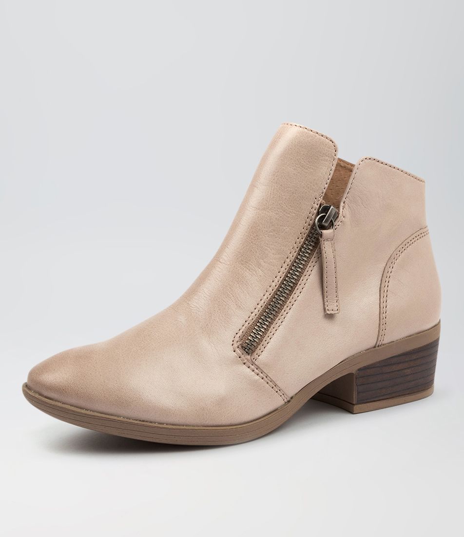 Zalen Dark Stone Leather Ankle Boots