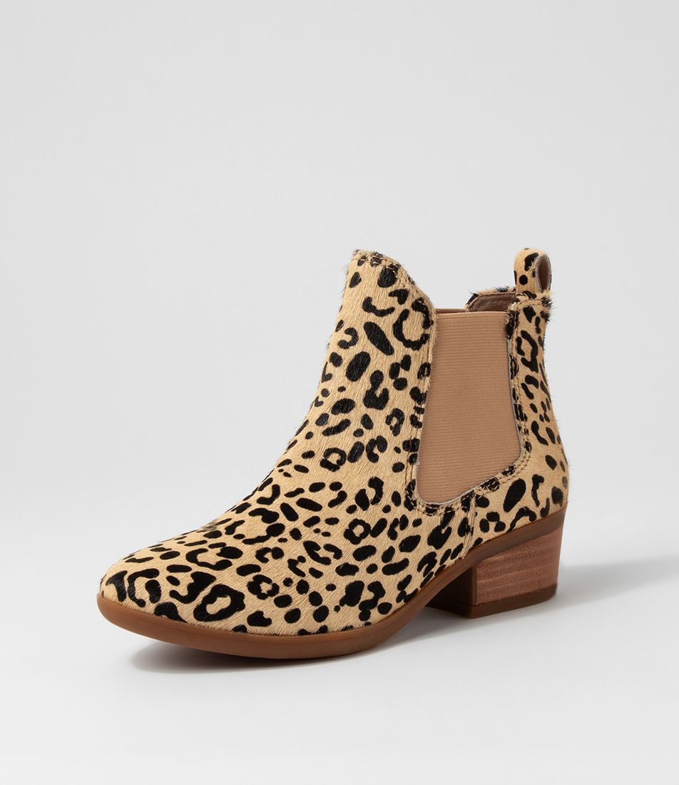Zenna Beige Leopard Pony Chelsea Boots