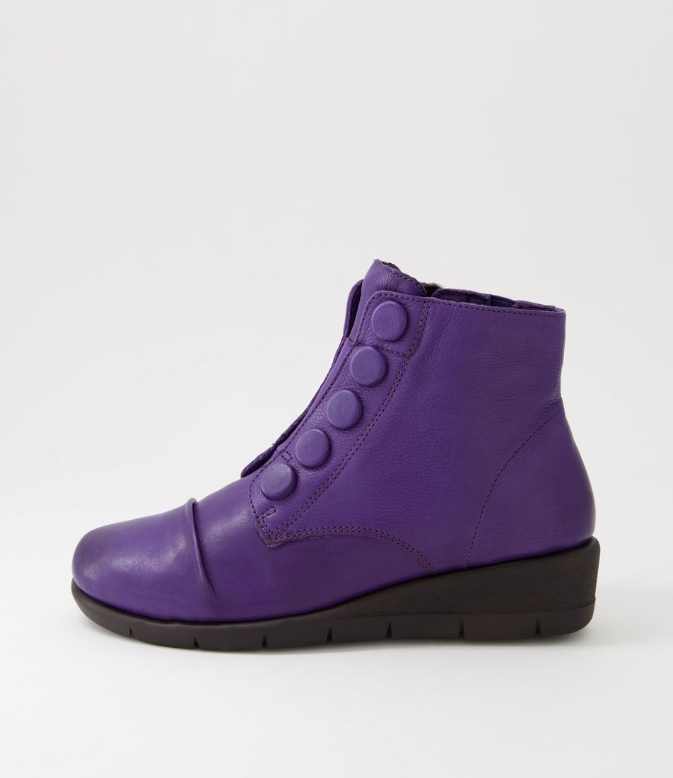 Mabbee Light Purple Leather Ankle Boots