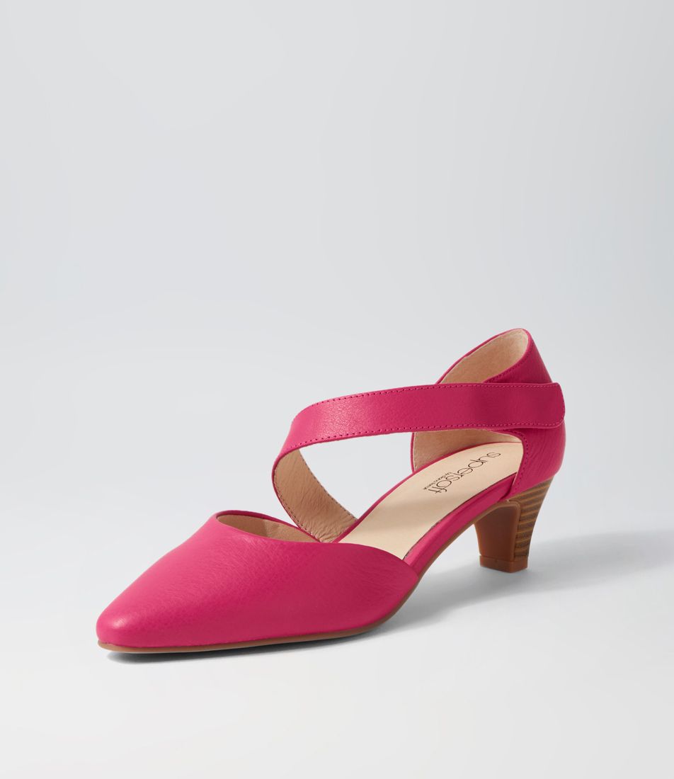 Laurie2 Fuchsia Leather Heels