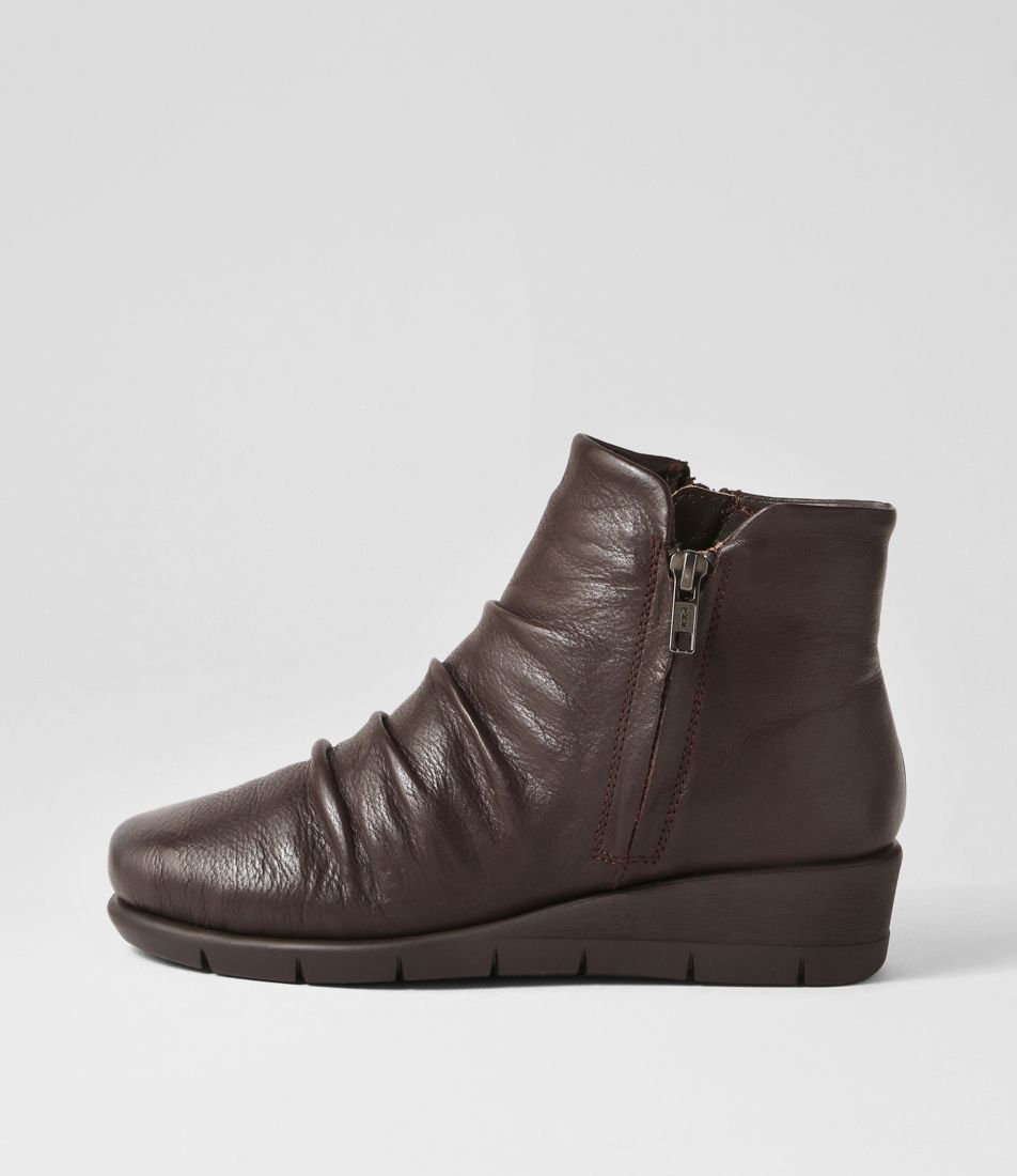 Maxie Dark Brown Leather Ankle Boots