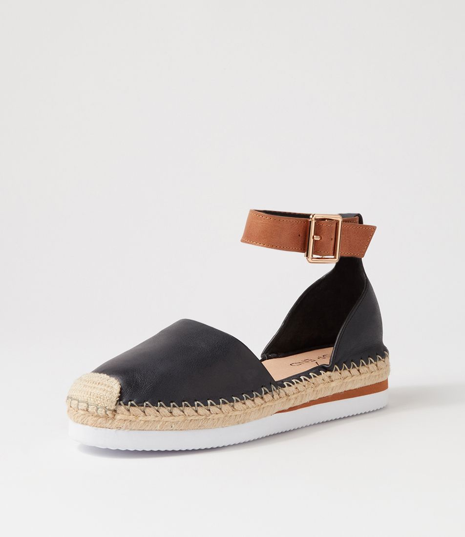 Wolver Black Tan Leather Espadrilles