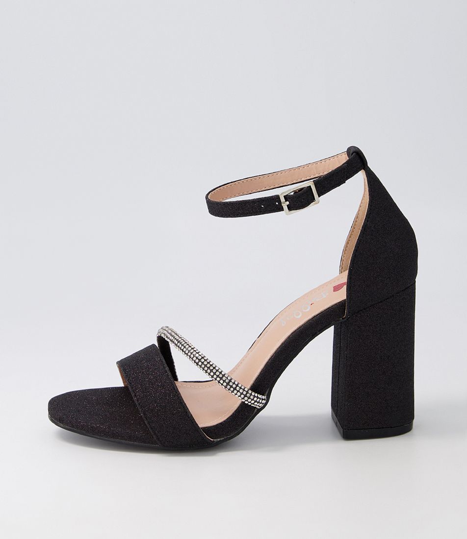 Shernai Black Glitter Sandals