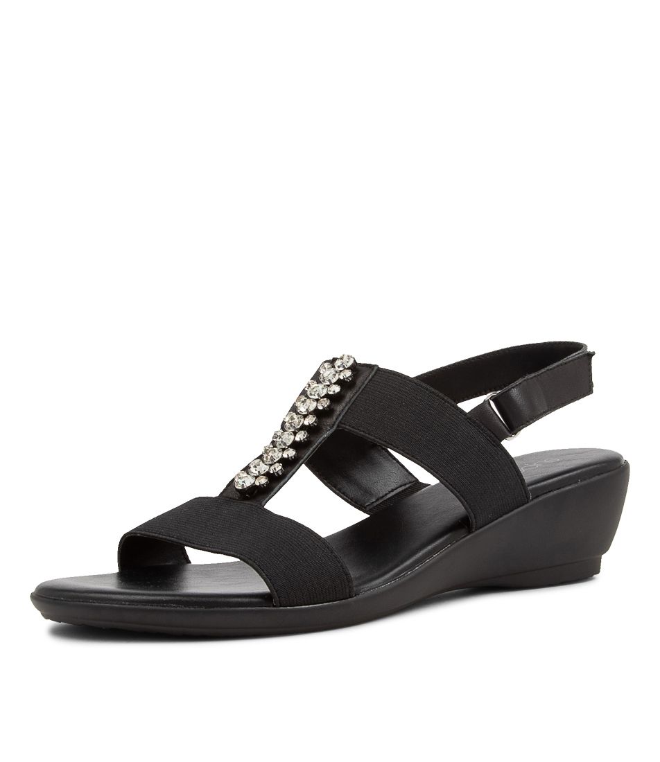 Police Black Elastic Leather Sandals
