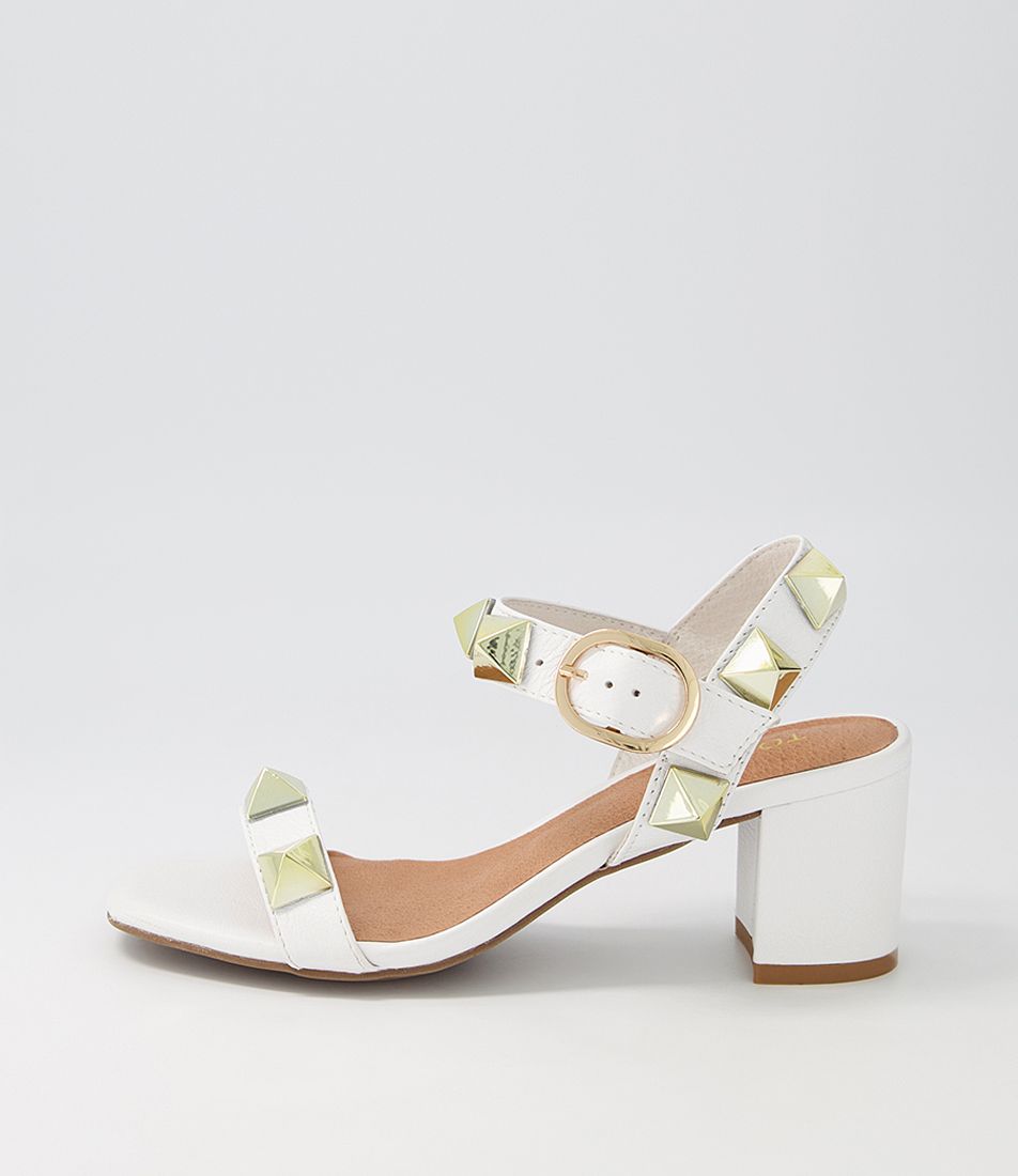Garty White Leather Sandals