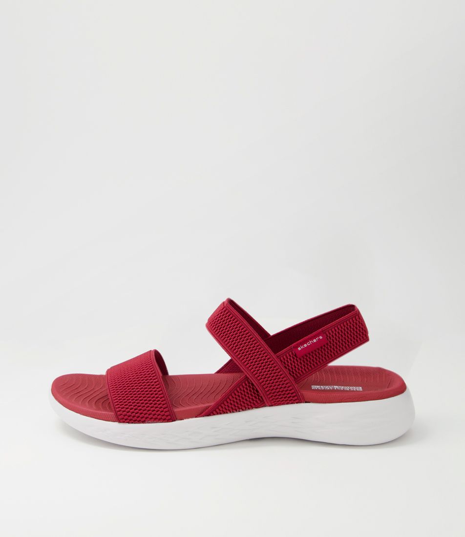 On Red White Elastic Sandals
