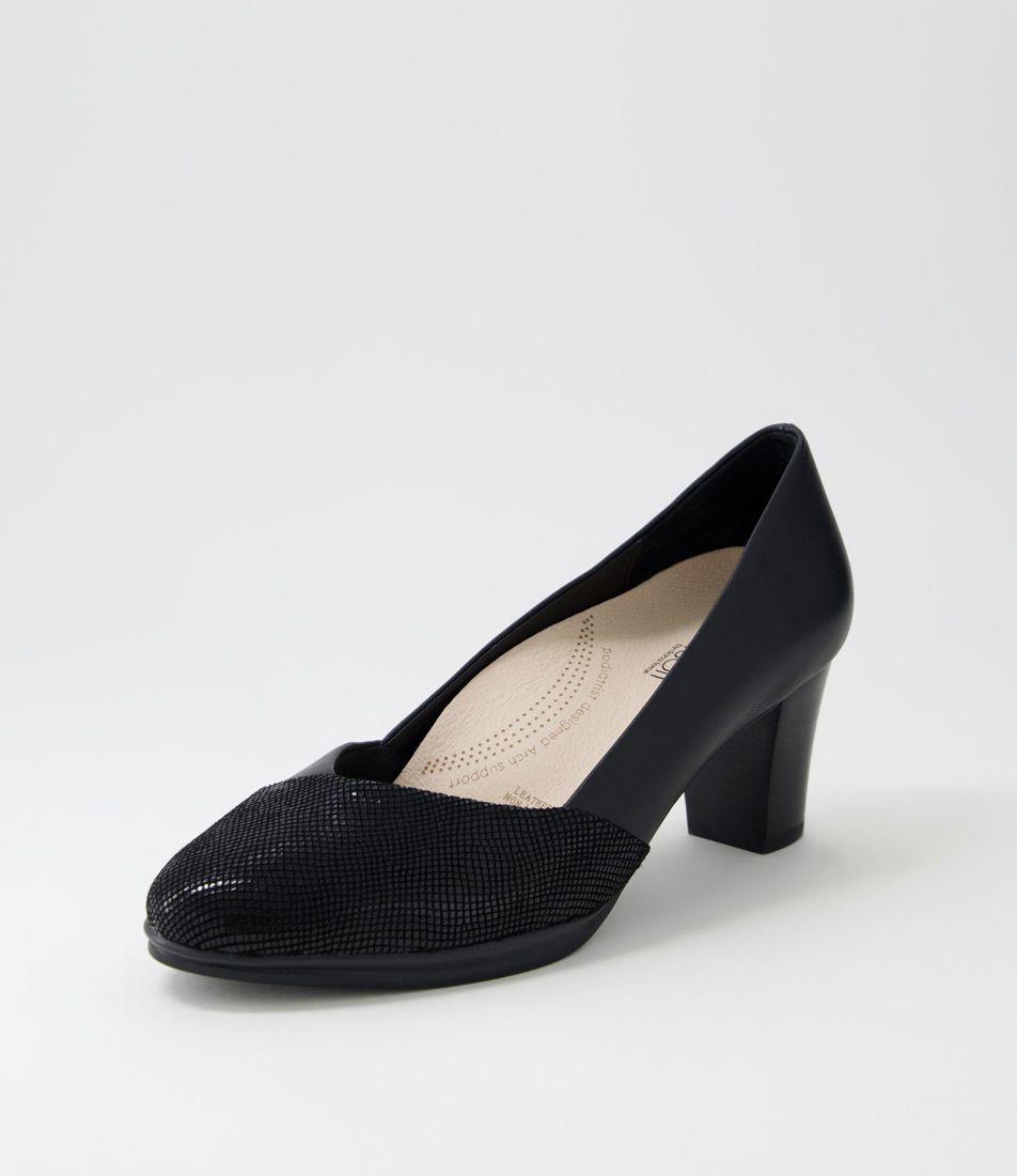 Denzil2 Black Scale Suede Leather Heels