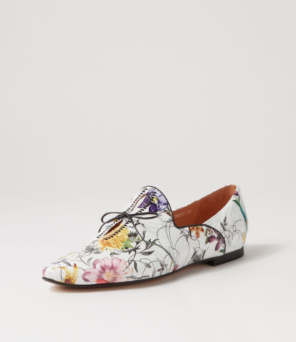 Sommer White Floral Multi Flat Shoes