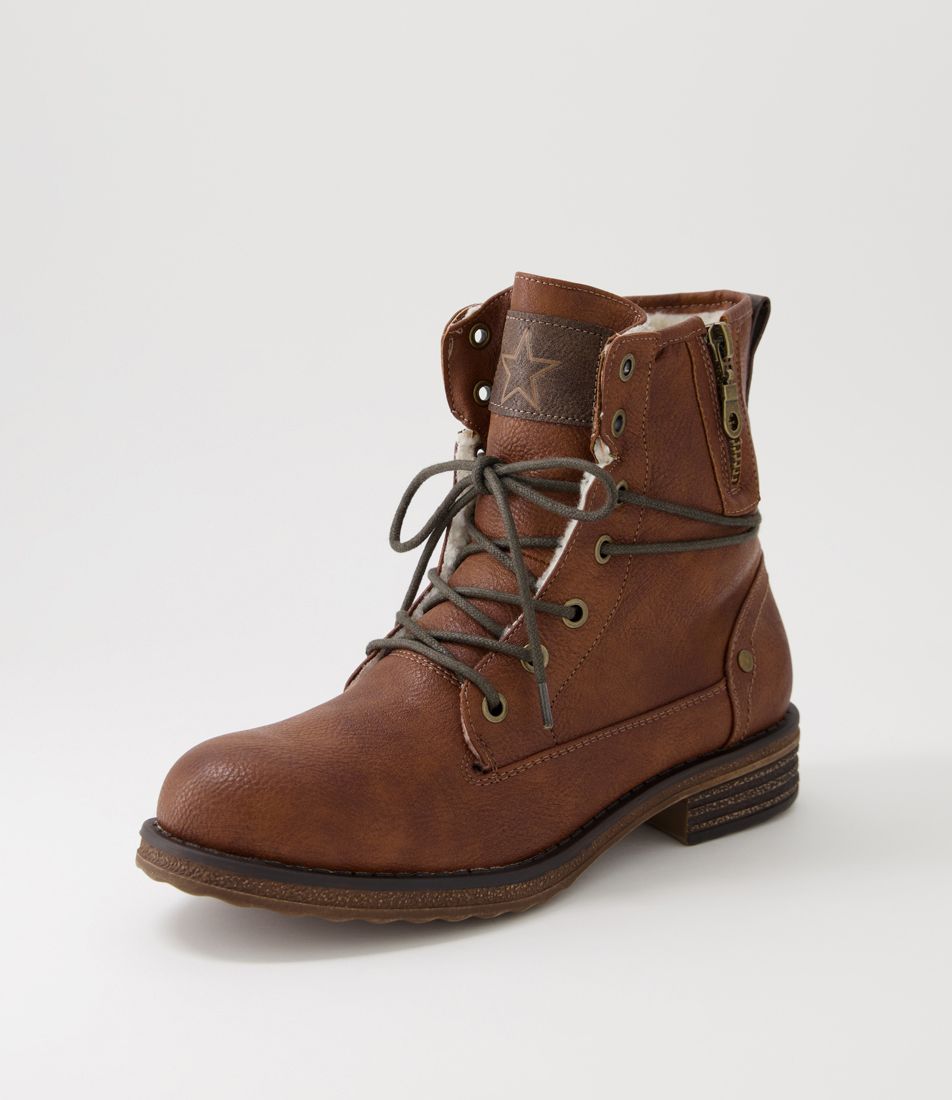 Miskeen Tan Lace Up Boots