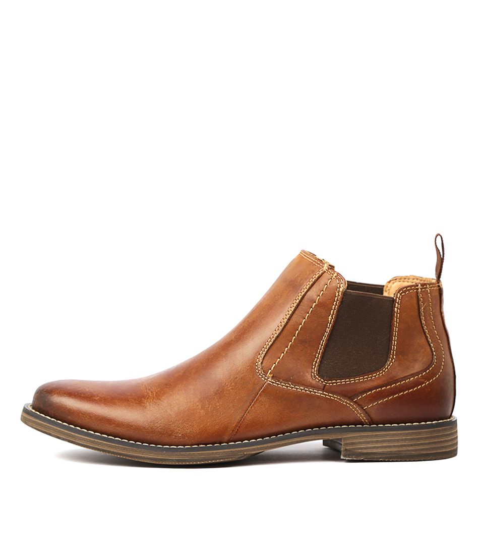 Mills Tan Leather Ankle Boots