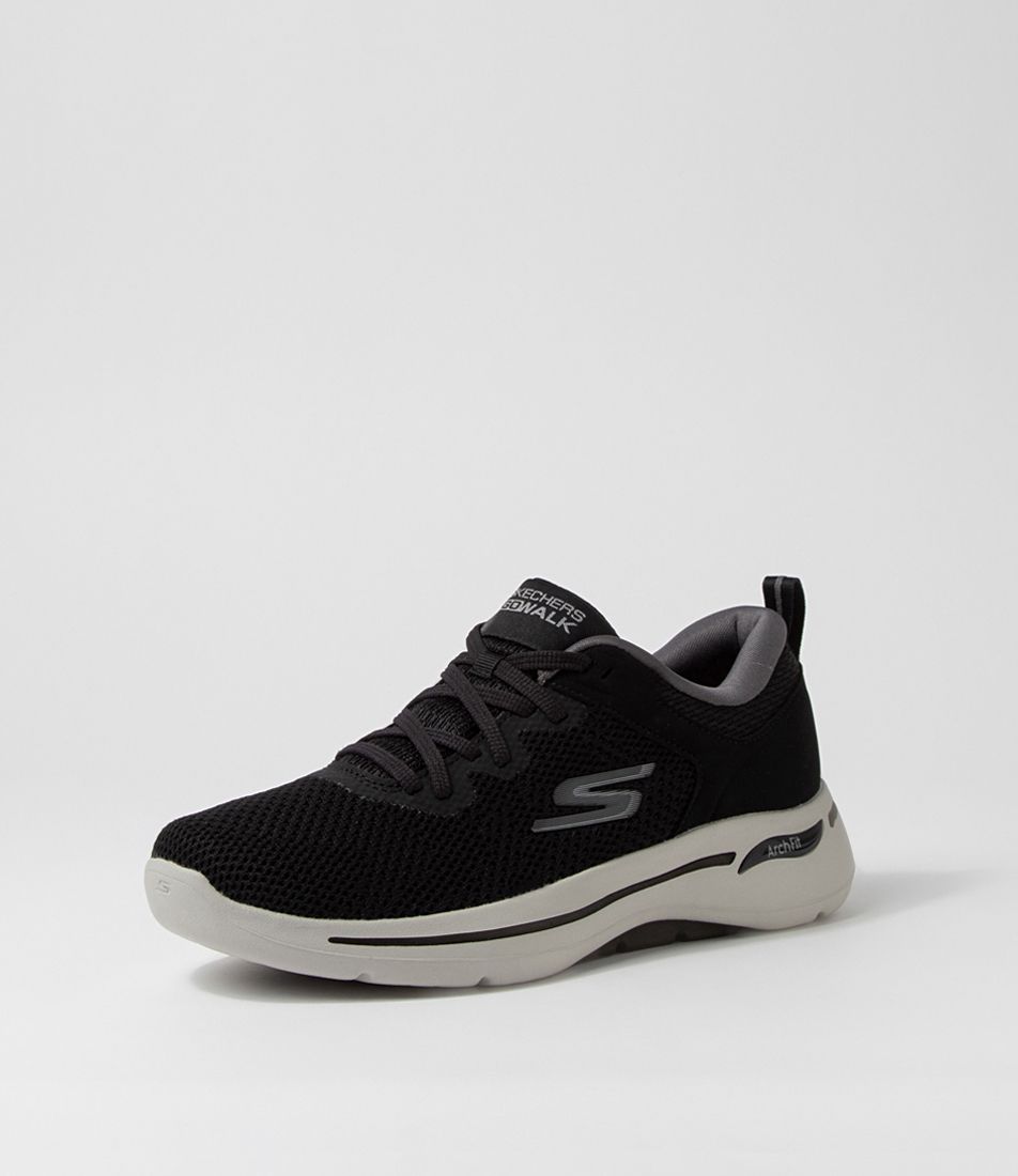 Go Walk Arch Fit Black Grey Mesh Sneakers