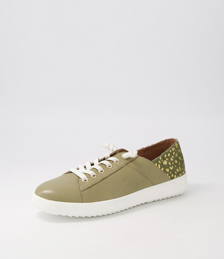 Zaylah Khaki Leopard Leather Pony Sneakers
