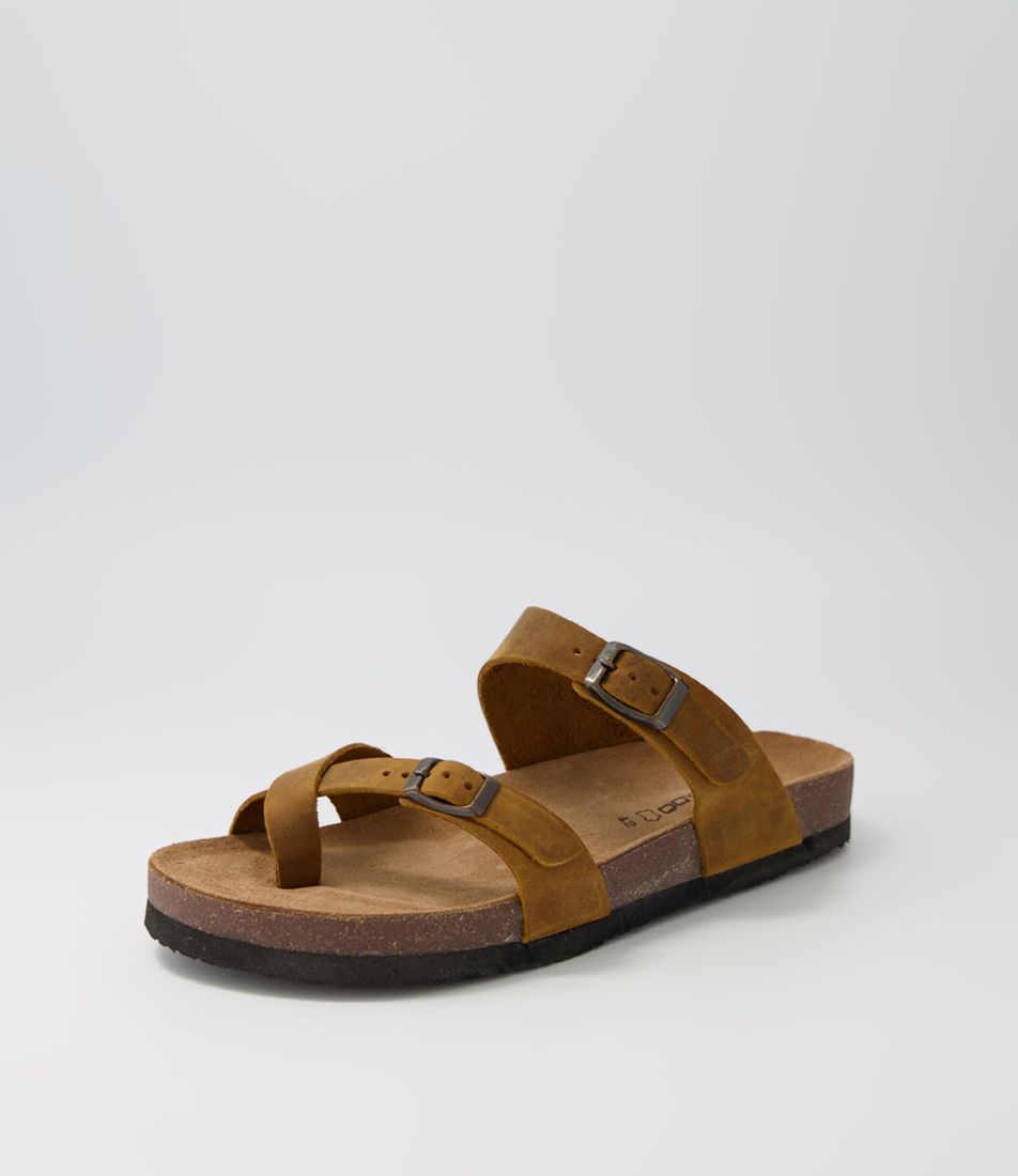 Ambirk Brown Crazyhorse Leather Sandals