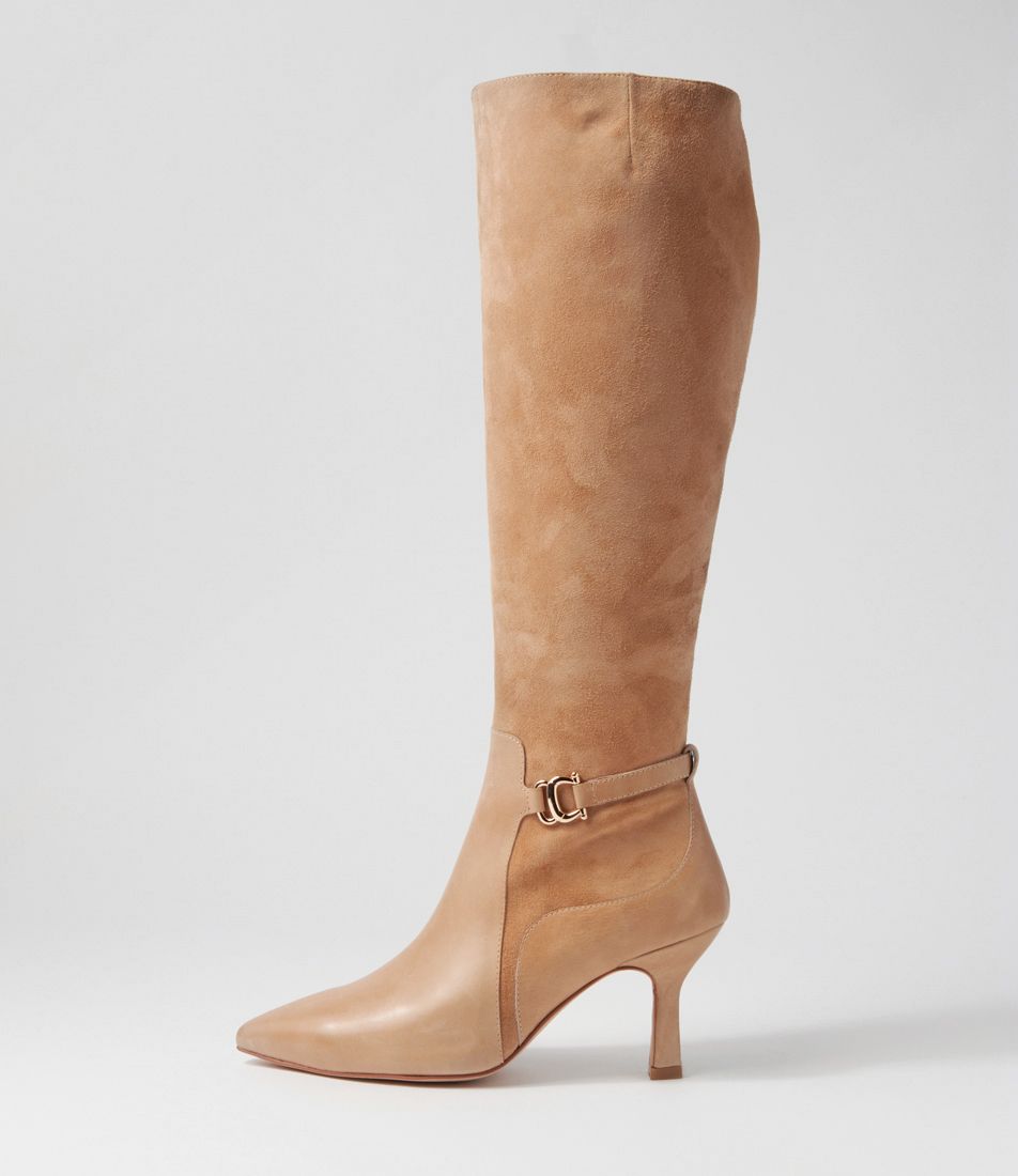 Larnow Cappuccino Leather Suede Knee High Boots