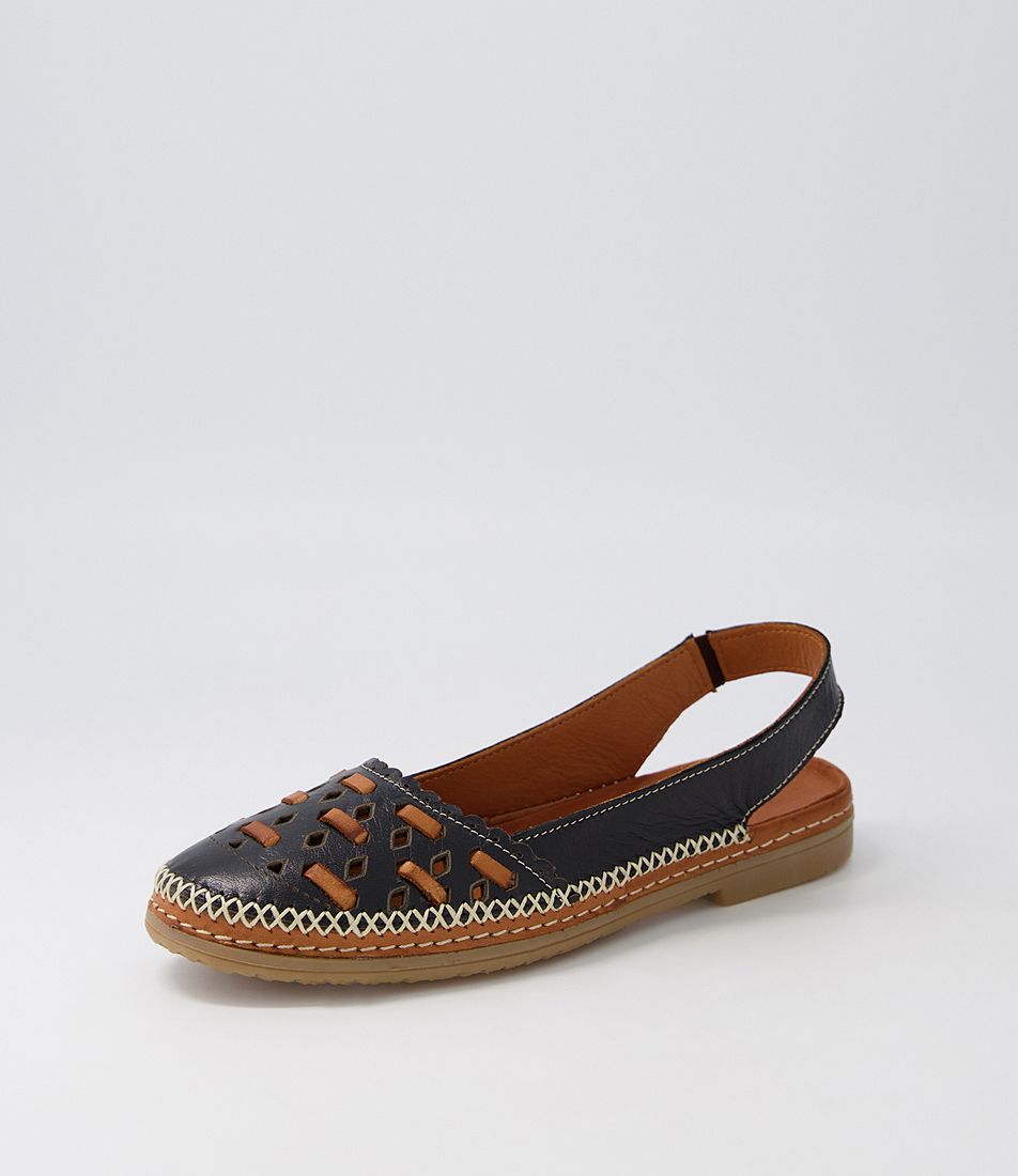 Bogart Black Tan Leather Flat Shoes