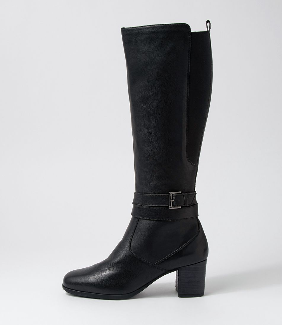 Vantage Black Leather Knee High Boots