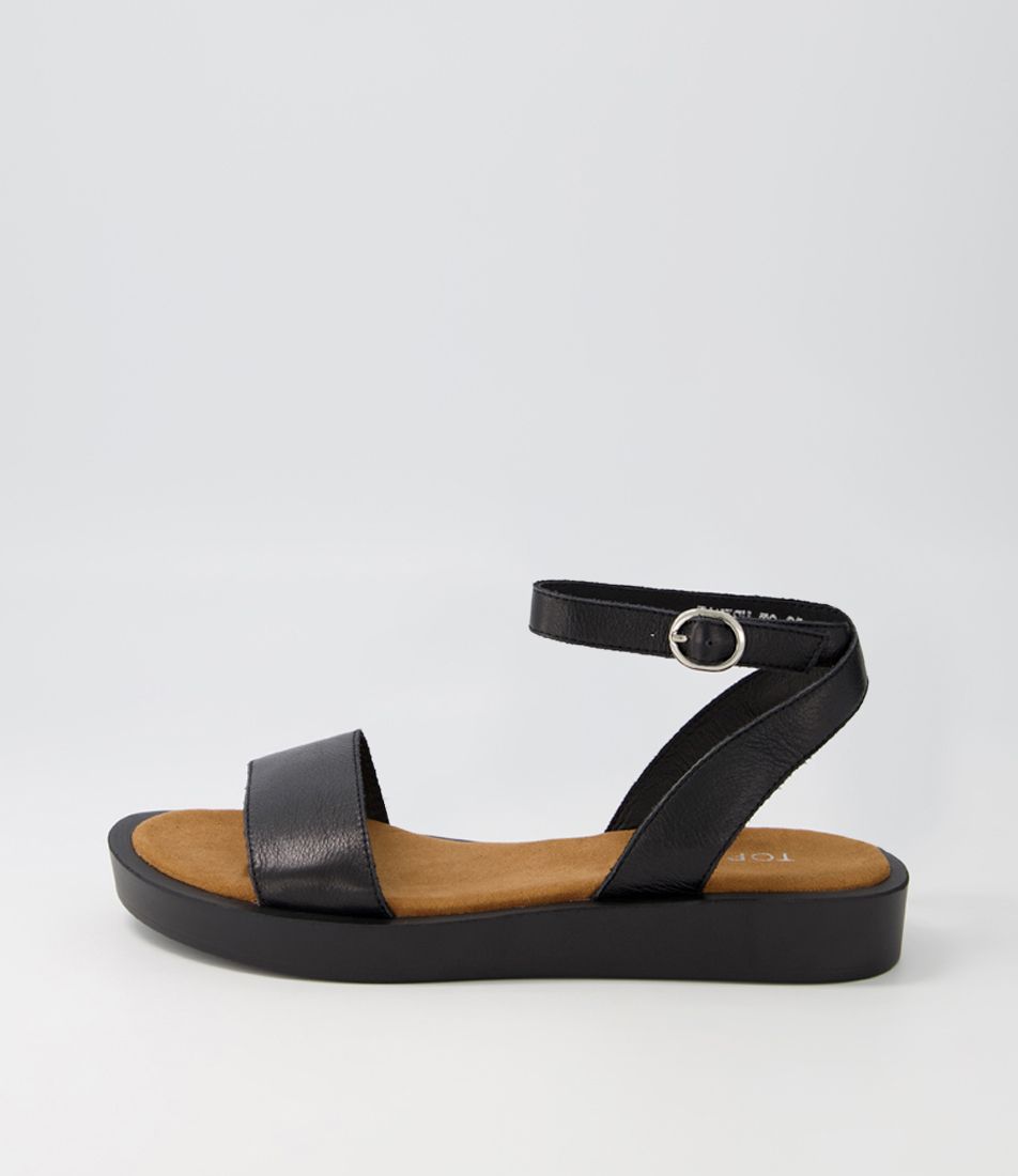Fanish Black Leather Sandals BS