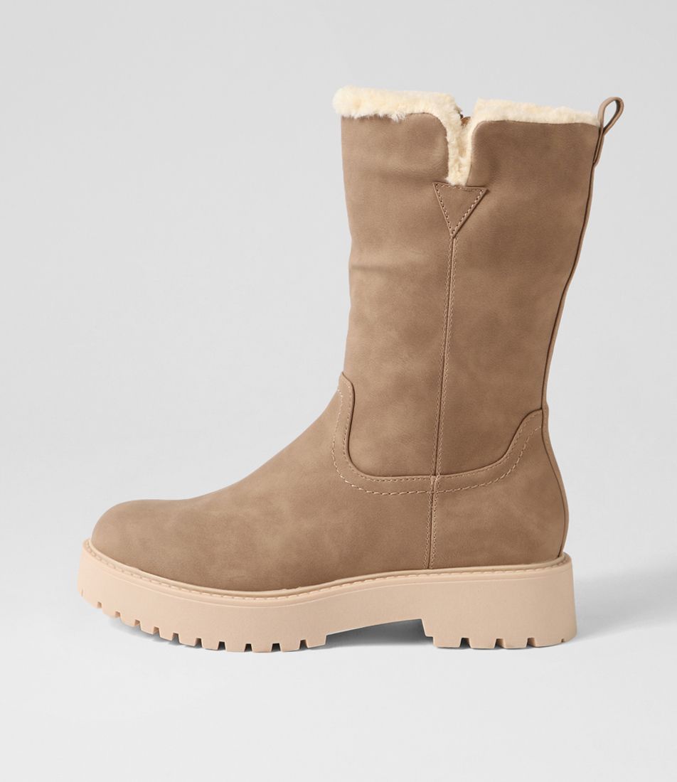Rakkus Taupe Nubuck Pu Calf Boots