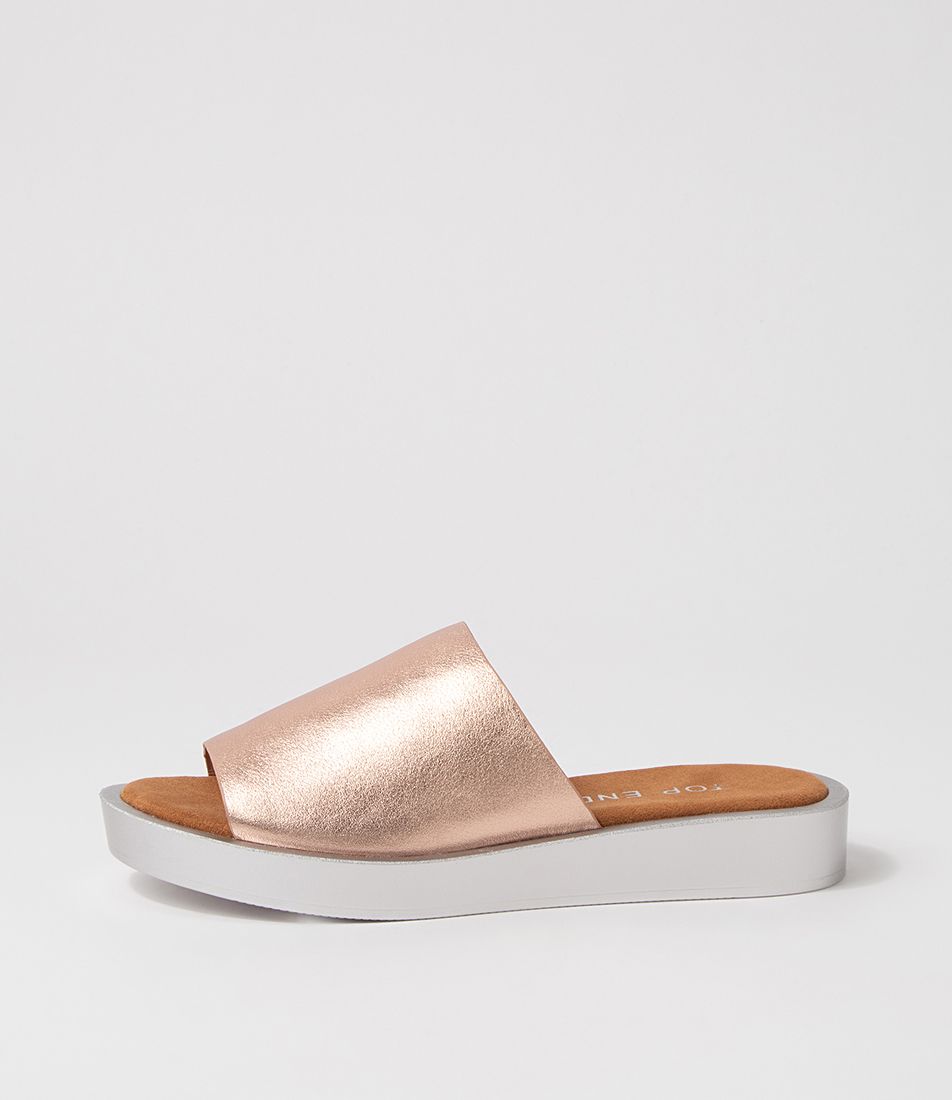 Faron Pl Rose Gold Leather Slides