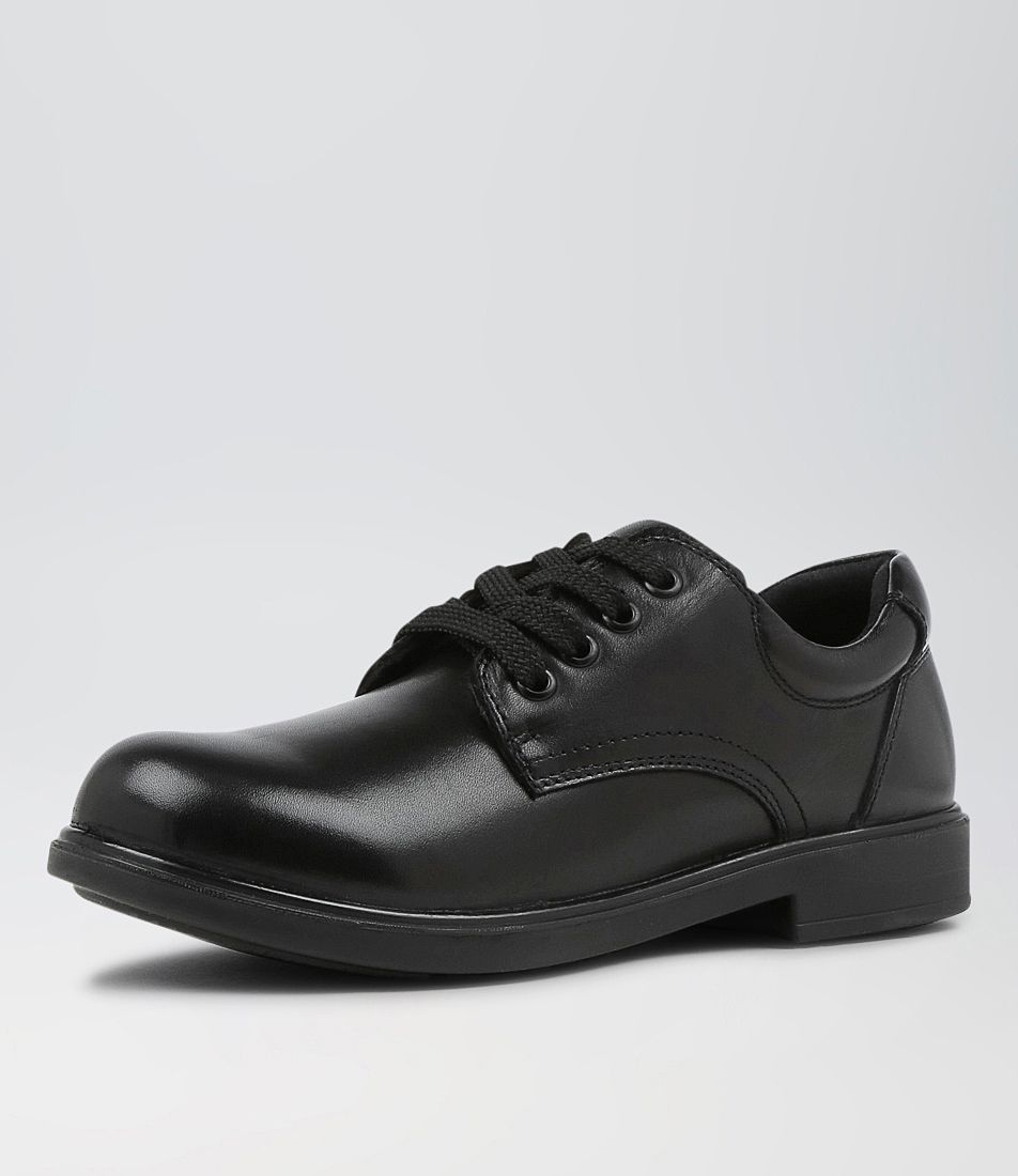 Daze Jnr Spongebob Black Leather Lace Up Flats