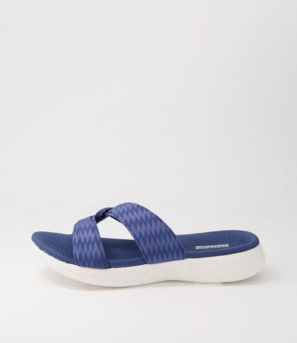 On Navy Fabric Slides