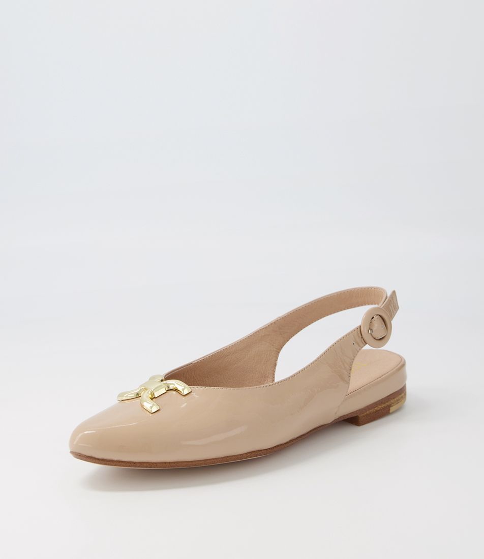 Felinna Camel Patent Leather Flat Shoes