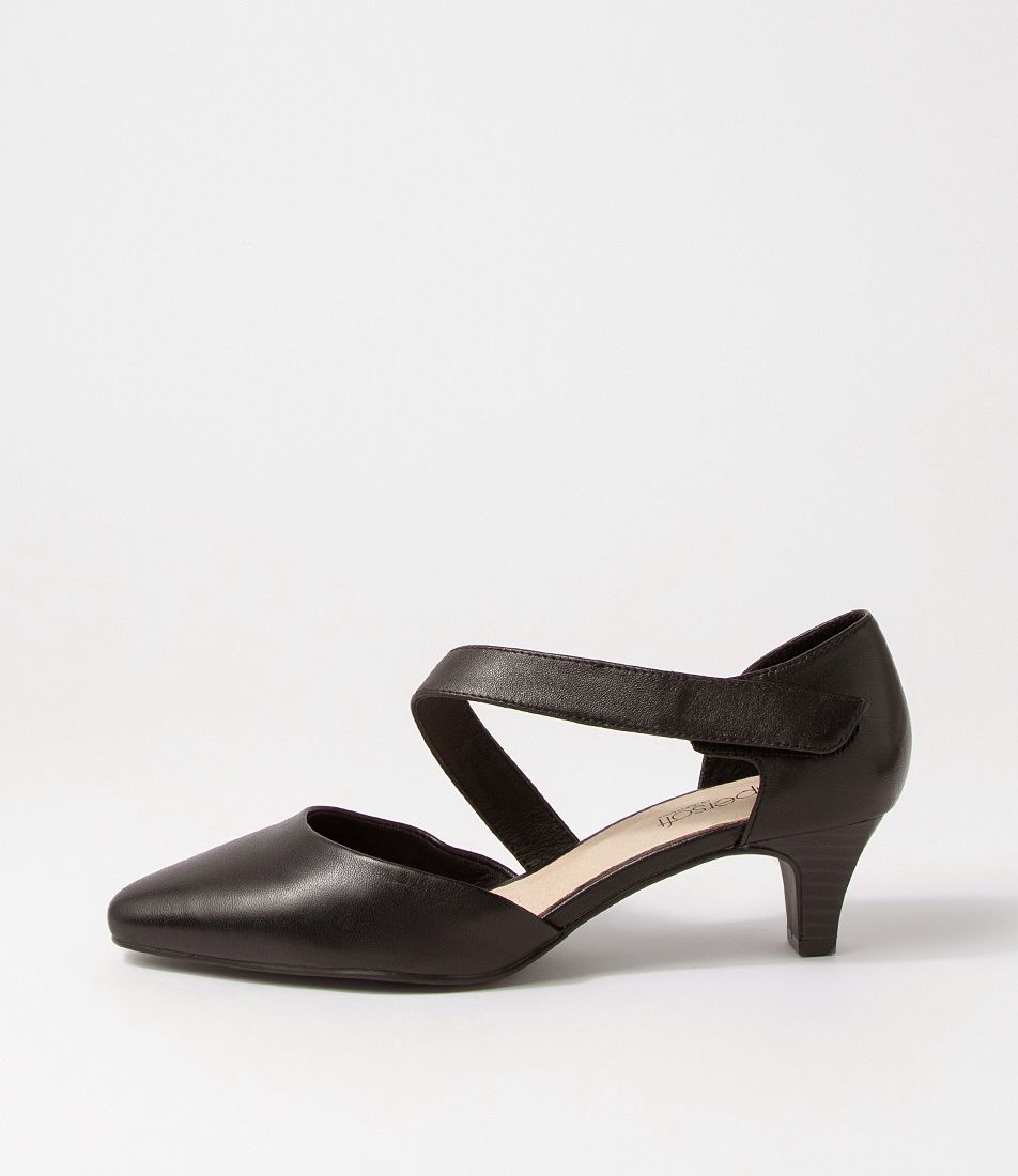 Laurie2 Black Leather Heels