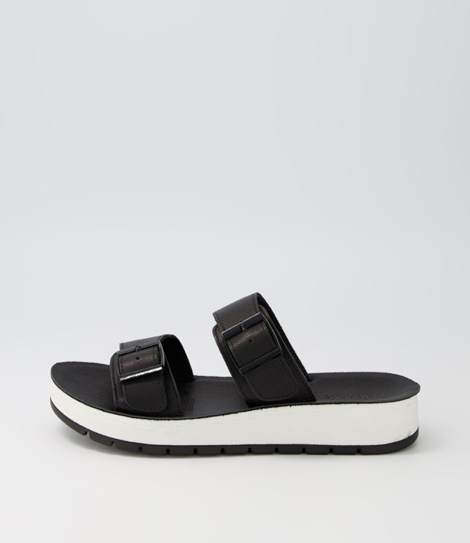 Kaytlin Black Leather Slides