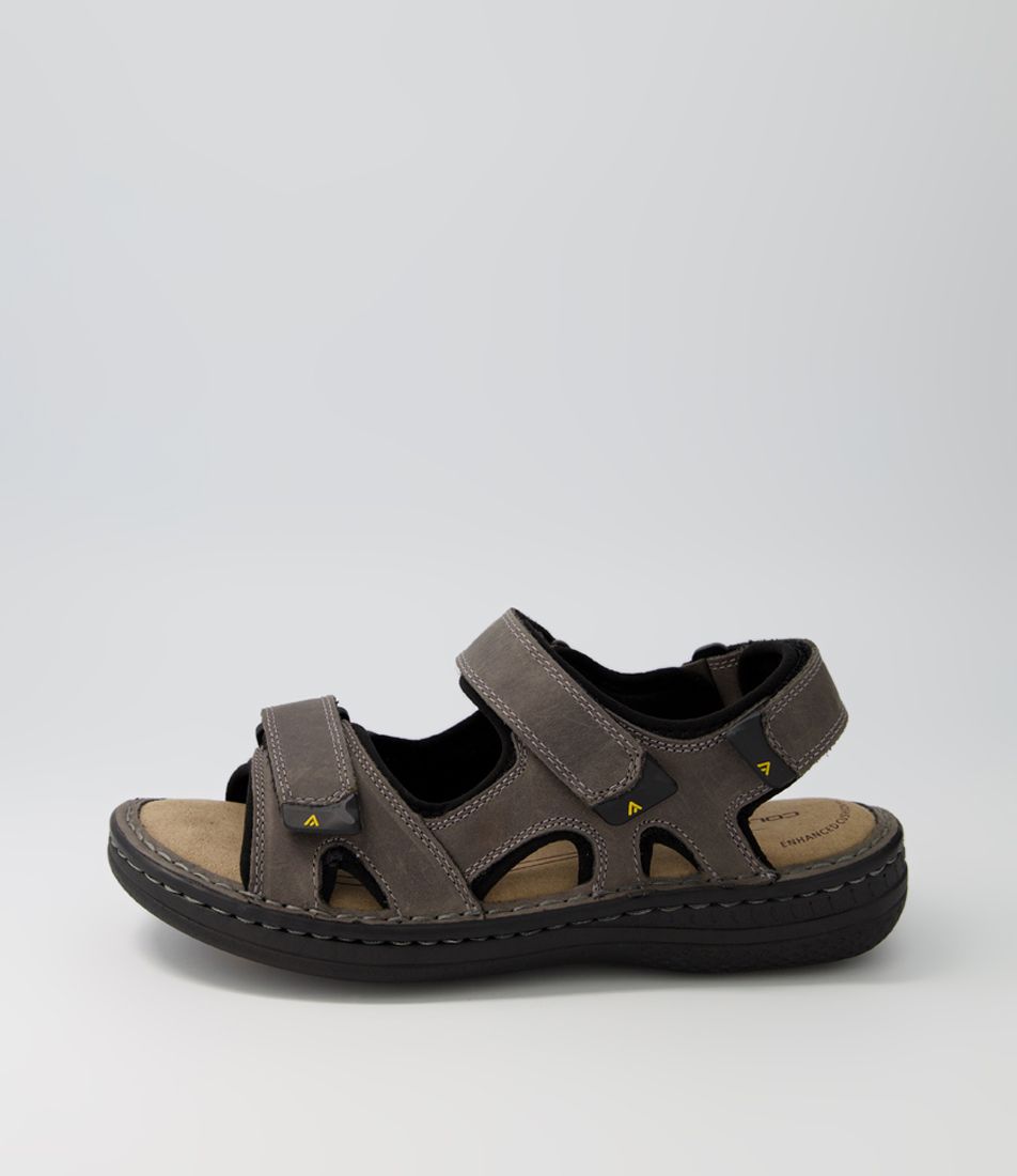 Surmon Charcoal Crazyhorse Leather Sandals