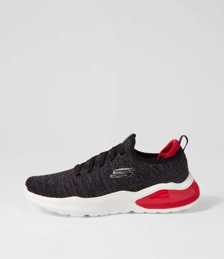 Air Cushioning Black Red Knit Sneakers