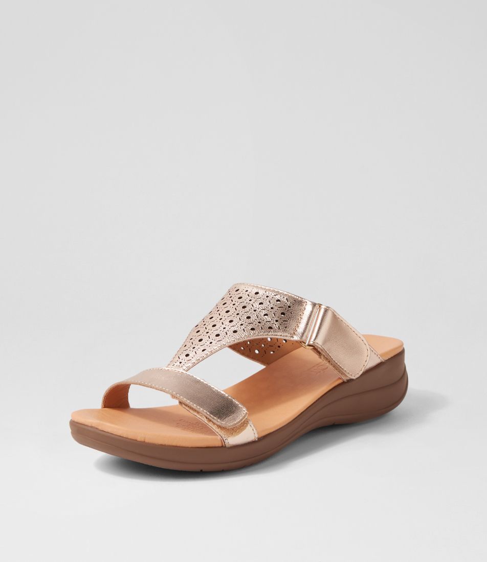 Mositly Rose Gold Leather Slides