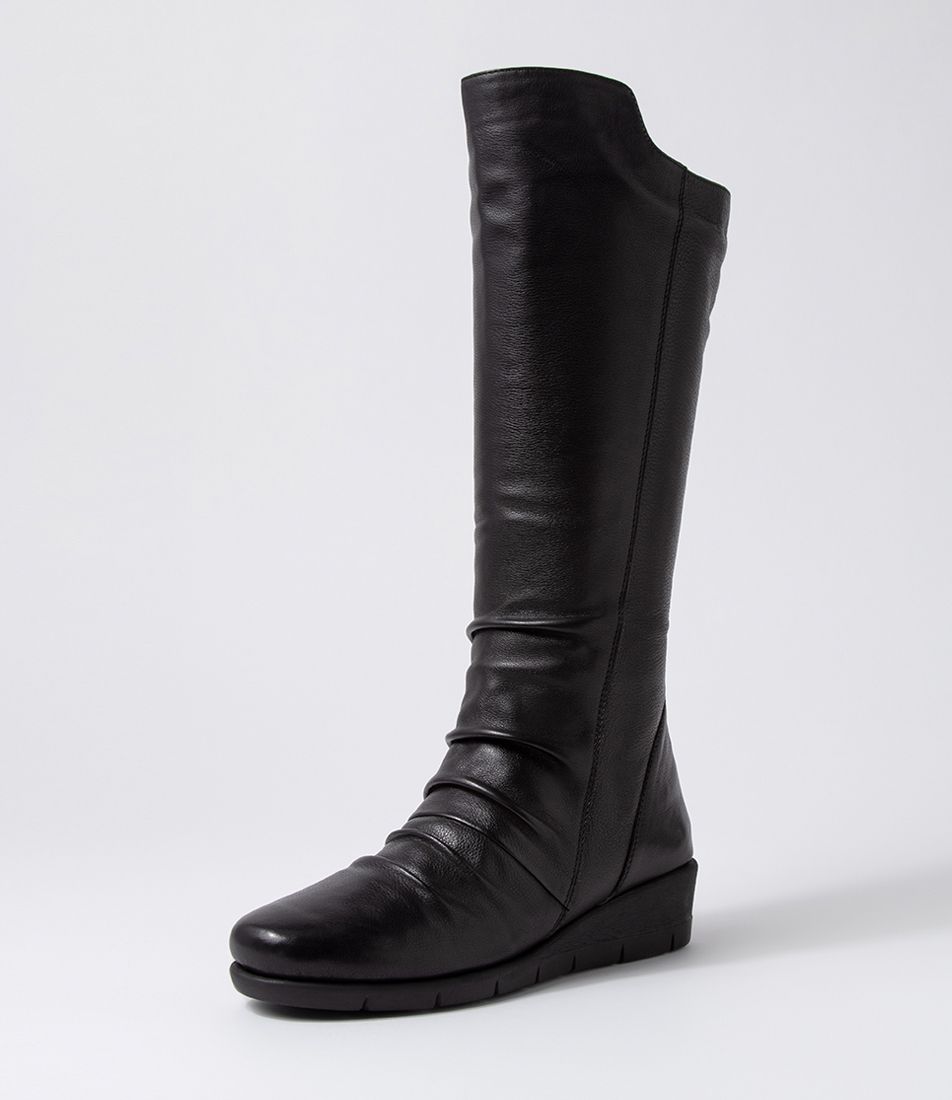 Mellina Black Leather Knee High Boots