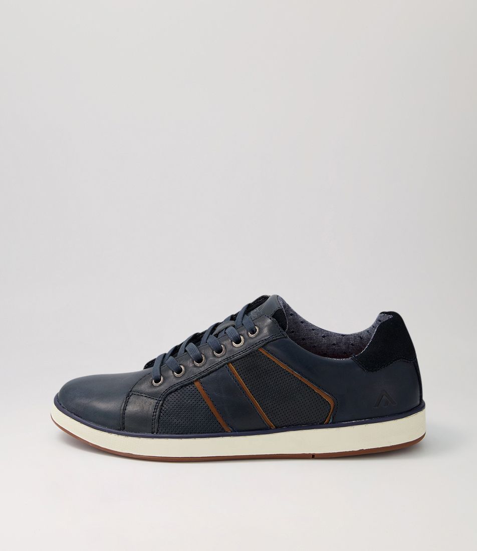 Imp Navy Pull Up Leather Sneakers