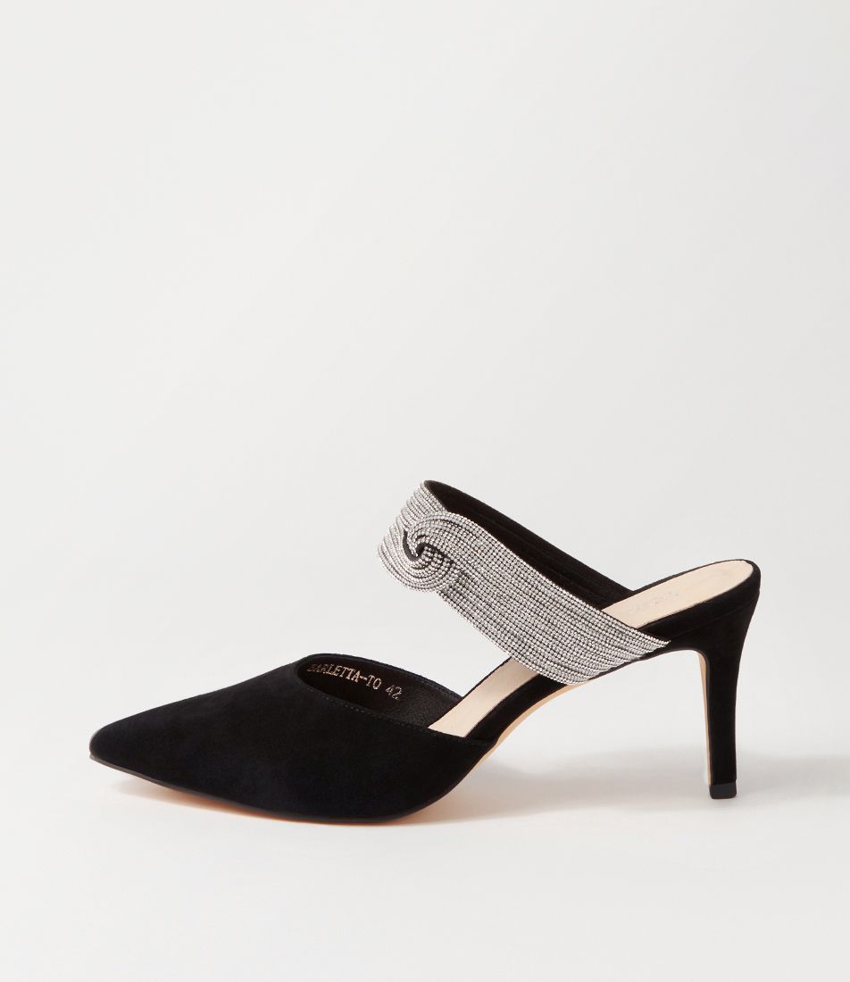 Barletta Black Suede Jewels Mules