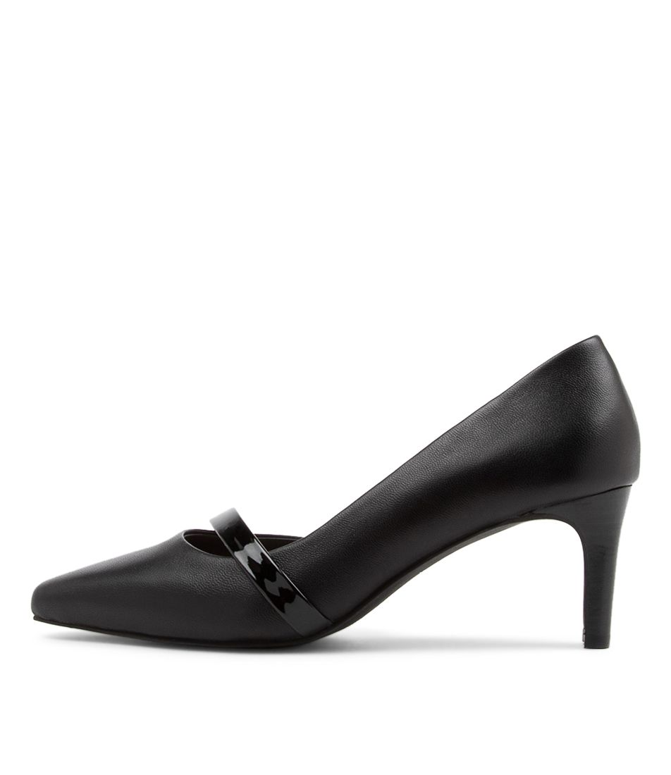 Narda2 Black Leather Patent Heels