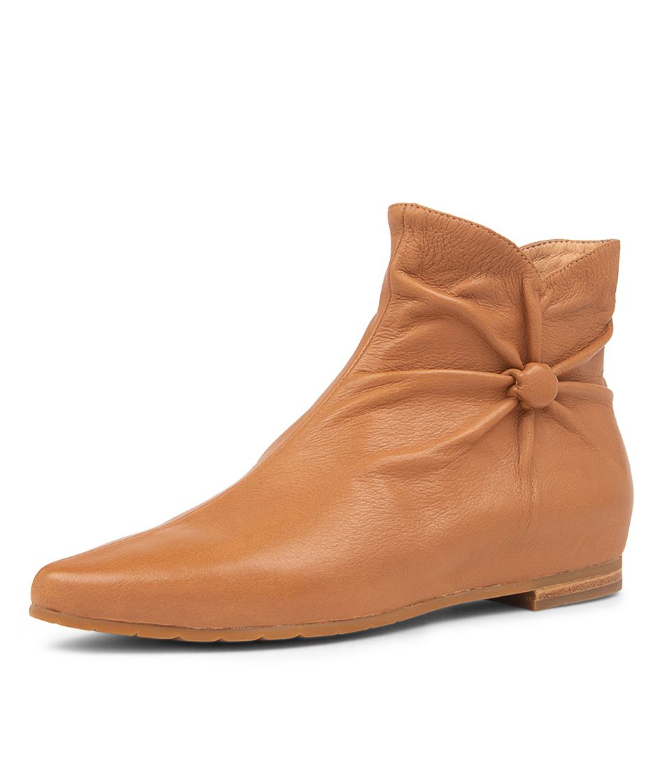 SAINTS DARK TAN LEATHER ANKLE BOOTS