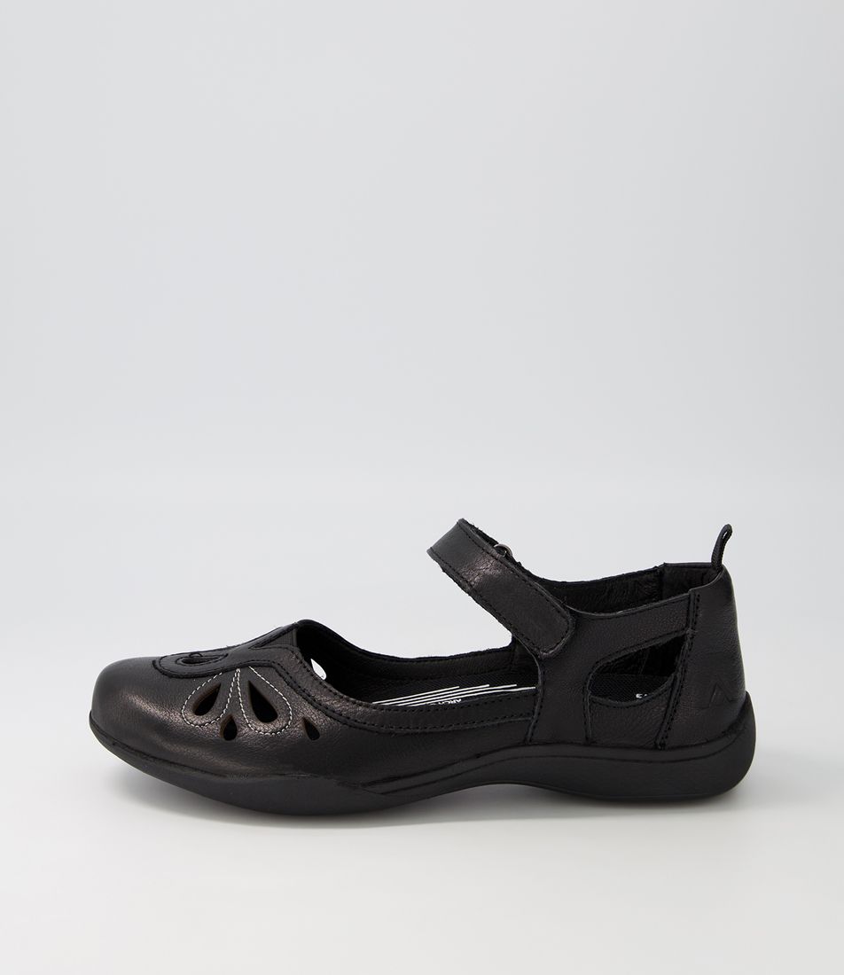Gass Black Leather Flat Shoes
