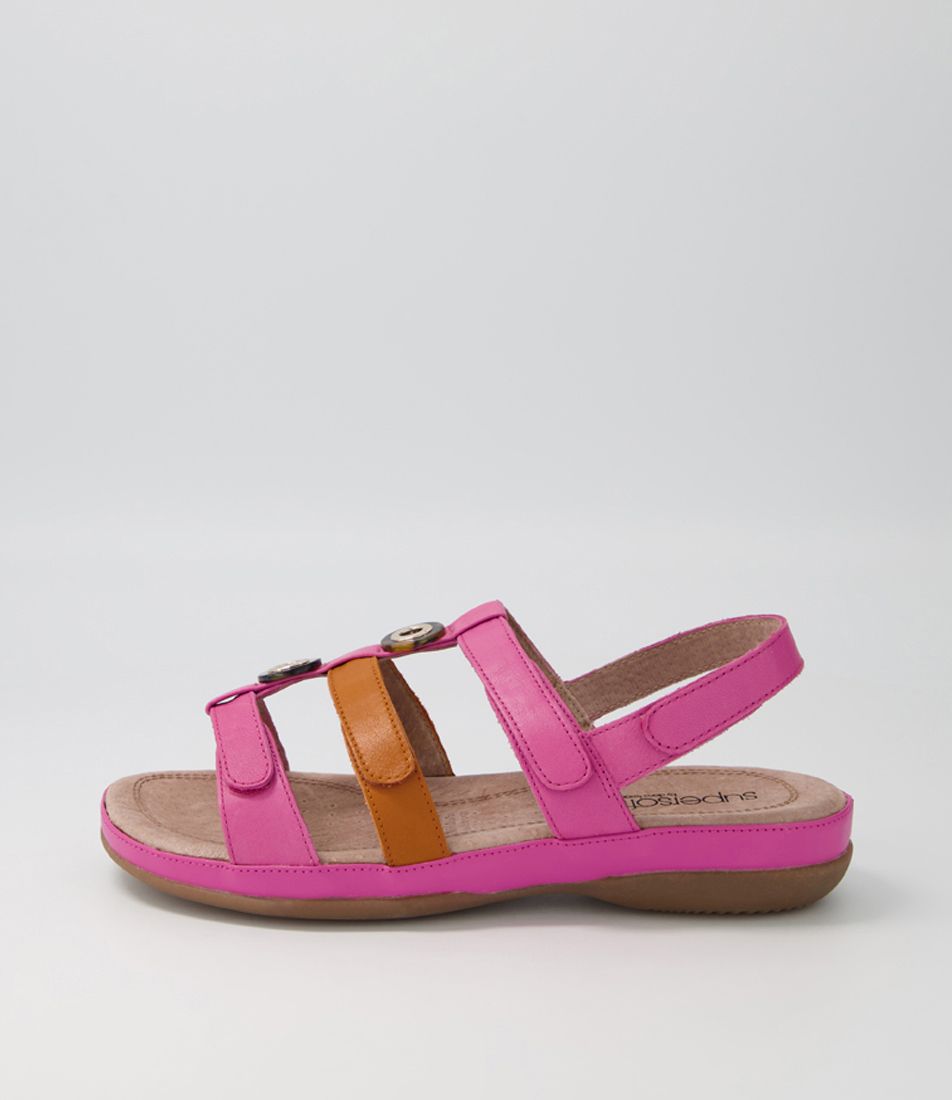 Stanhope Fuchsia Orange Leather Sandals