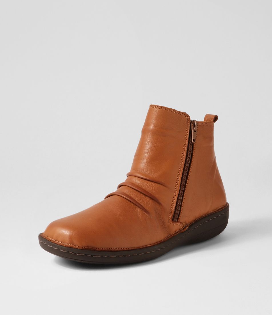 Injo Tan Leather Ankle Boots