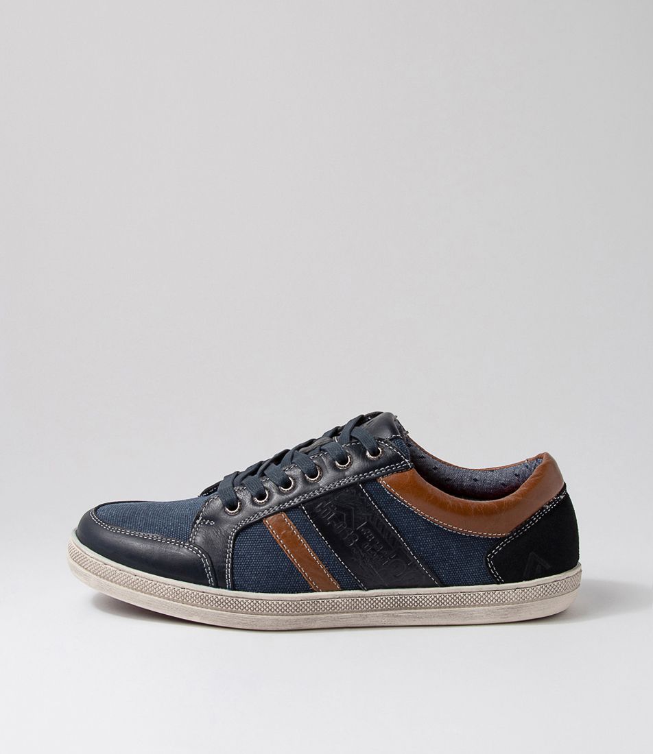Foule Navy Leather Canvas Sneakers
