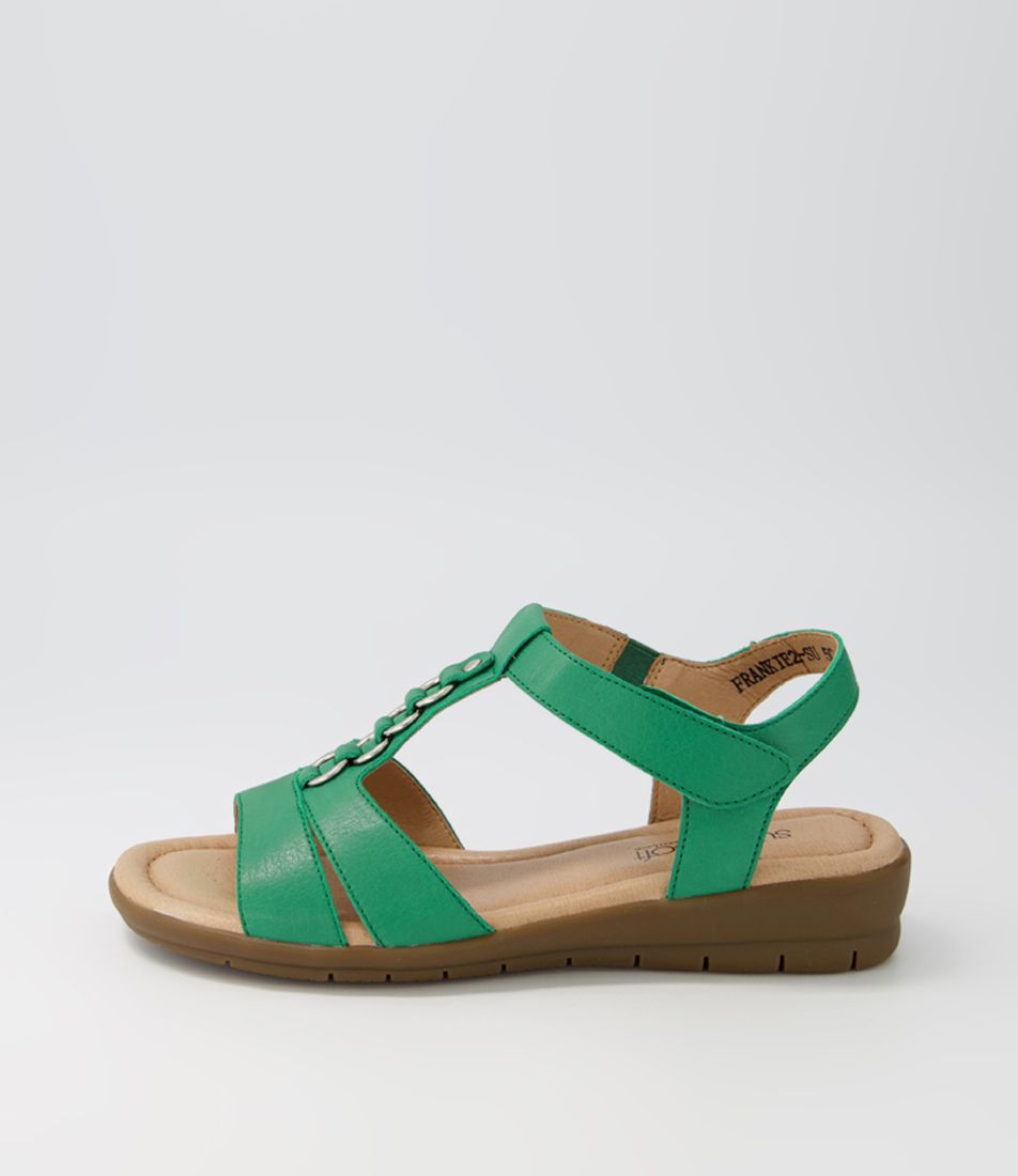 Frankie2 Emerald Leather Sandals