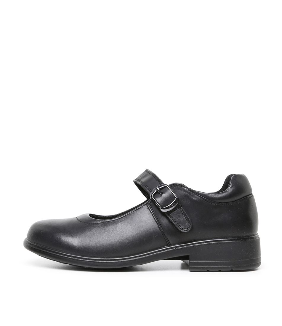 MILLA SNR E BLACK LEATHER SCHOOL SHOES