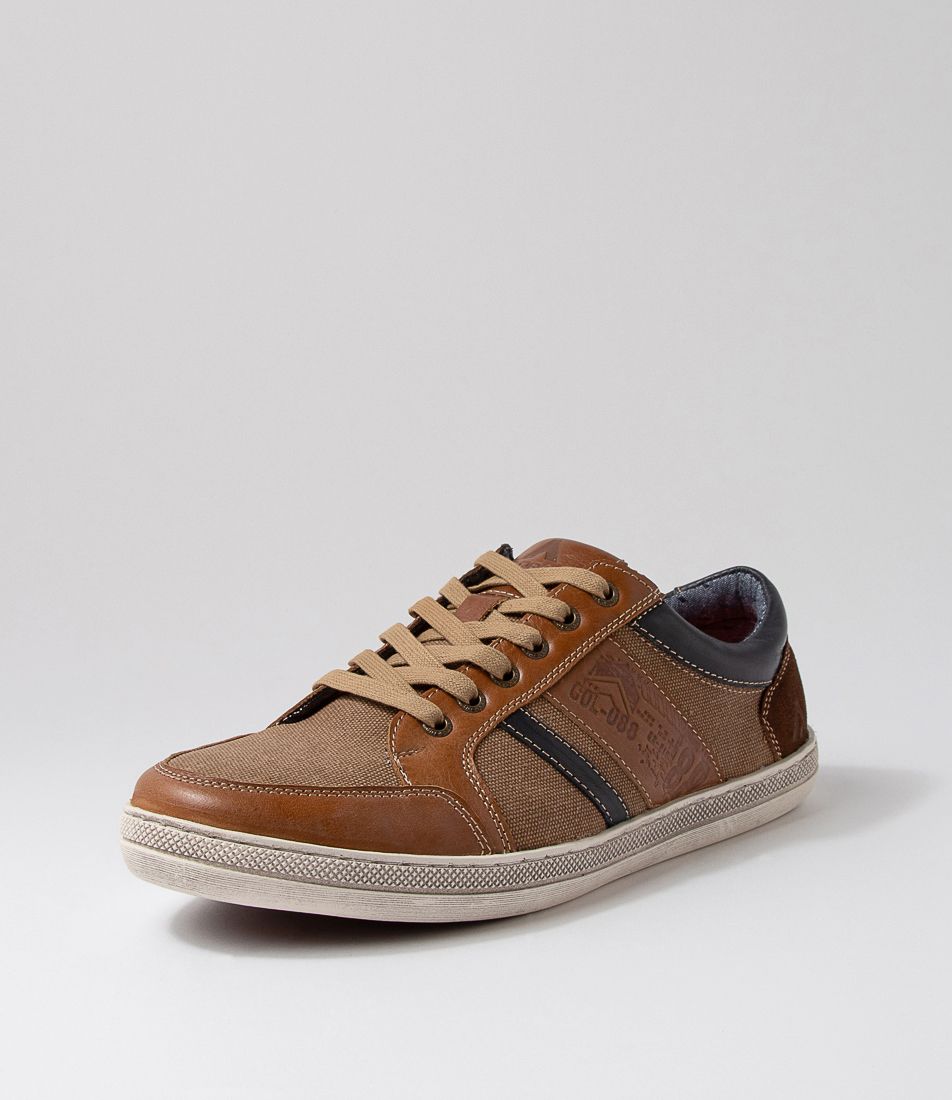 Foule Tan Leather Canvas Sneakers