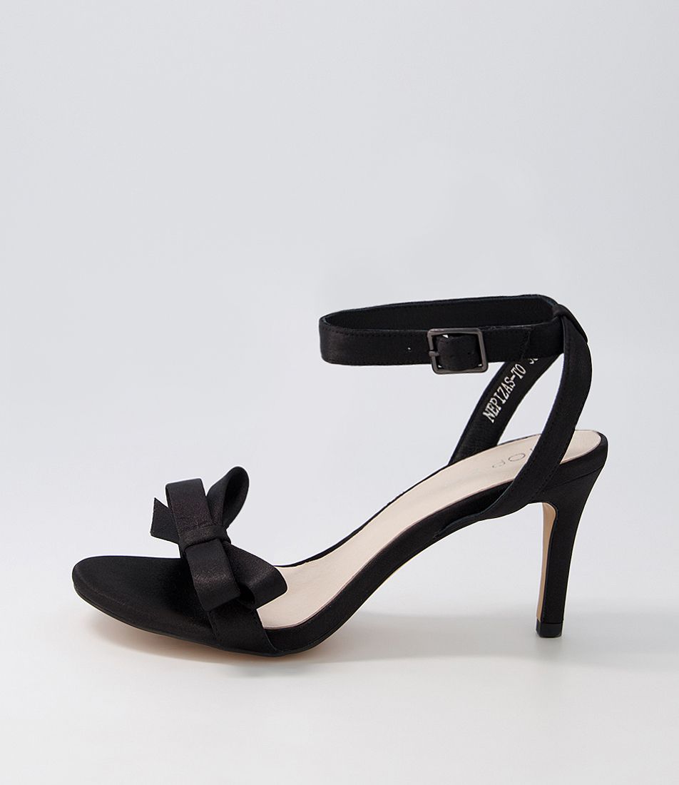 Nepizas Black Satin Sandals