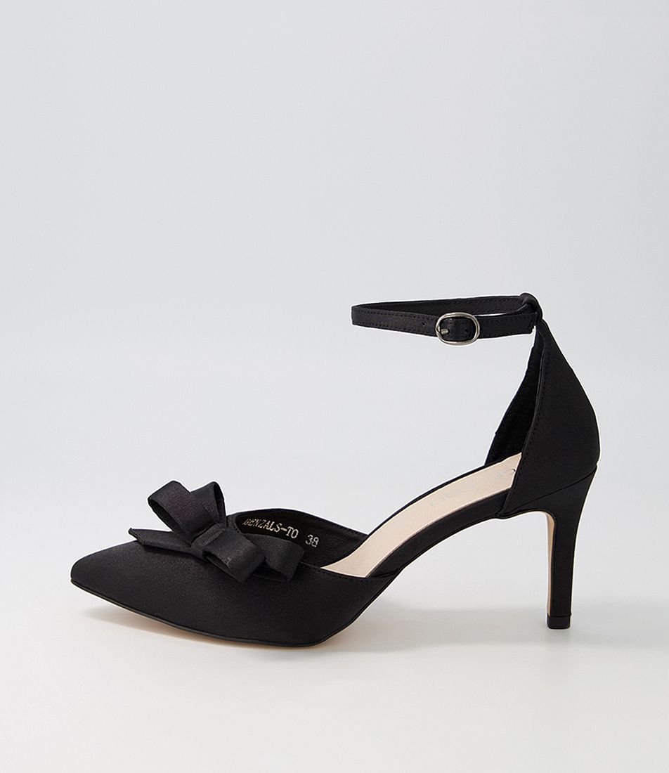 Benzals Black Satin Heels