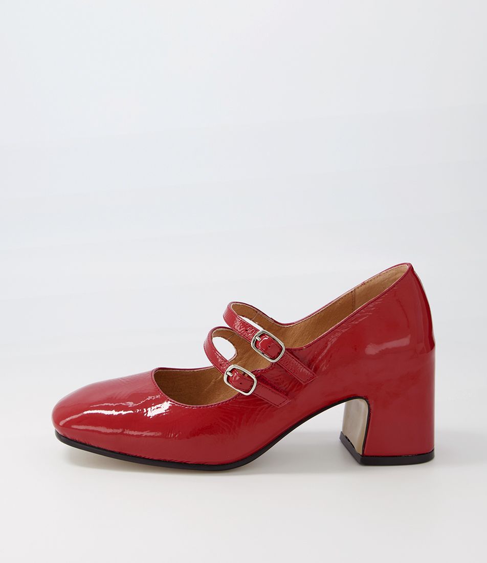 Fiyona Dark Red Patent Leather Mary Jane Heels