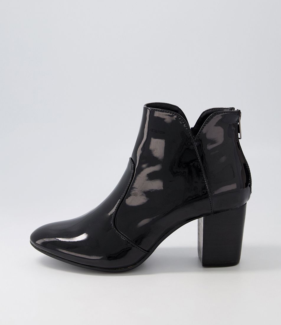 Mahlon Black Patent Pu Ankle Boots
